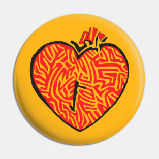 Geometric Heart Linocut Art for Bold Statements Pin