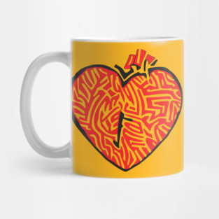 Geometric Heart Linocut Art for Bold Statements Mug