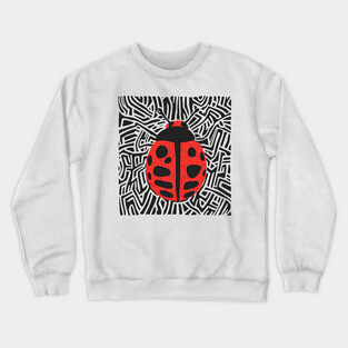 Bold Ladybug Linocut Design in Striking Patterns Crewneck Sweatshirt