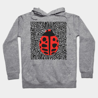 Bold Ladybug Linocut Design in Striking Patterns Hoodie