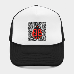 Bold Ladybug Linocut Design in Striking Patterns Hat