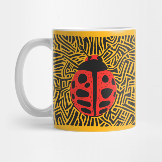 Bold Ladybug Linocut Design in Striking Patterns by TuncGK