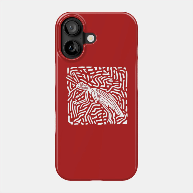 Elegant Praying Mantis Linocut - Geometric Modern Art Phone Case by TuncGK