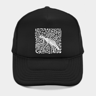 Elegant Praying Mantis Linocut - Geometric Modern Art Hat