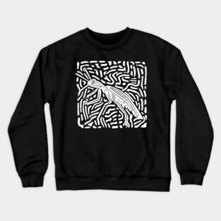 Elegant Praying Mantis Linocut - Geometric Modern Art Crewneck Sweatshirt