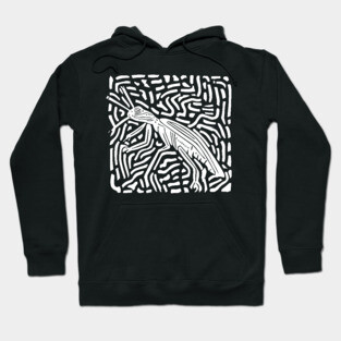 Elegant Praying Mantis Linocut - Geometric Modern Art Hoodie
