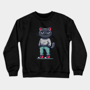 Funny Chilled Cat, Love Cats Crewneck Sweatshirt