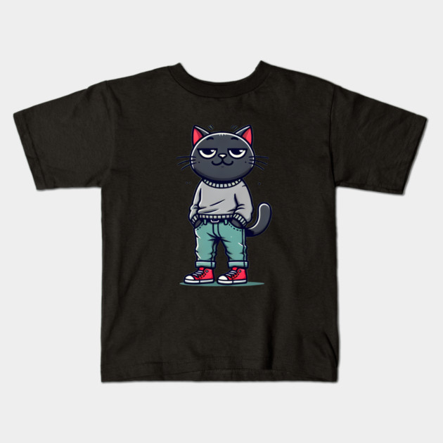 Funny Chilled Cat, Love Cats Kids T-Shirt by logiamerch
