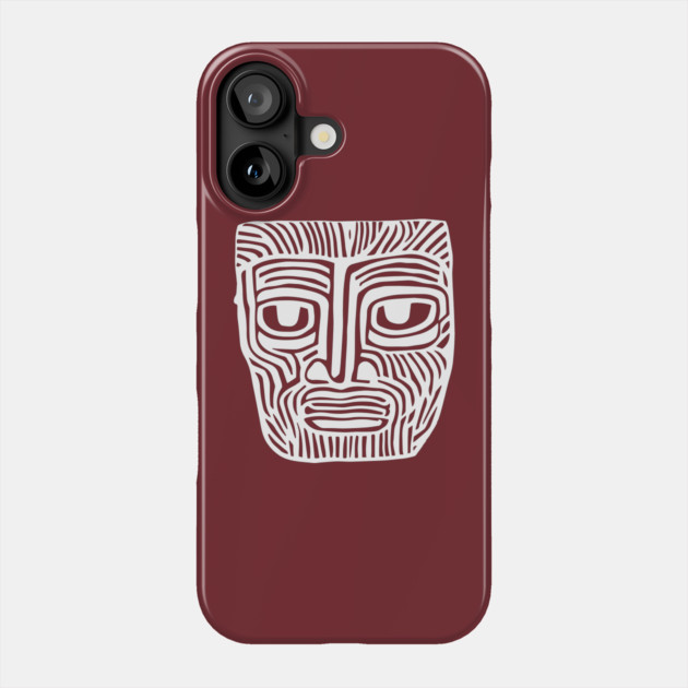 Tribal-Inspired Mask Linocut Design Phone Case by TuncGK