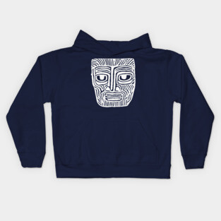 Tribal-Inspired Mask Linocut Design Kids Hoodie
