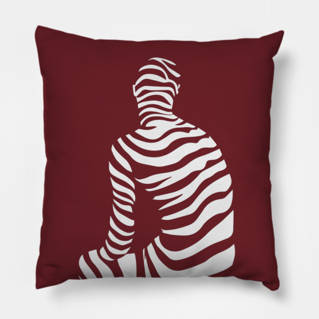 Contemplation - Op Art Thinking Person Figure Pillow by TuncGK