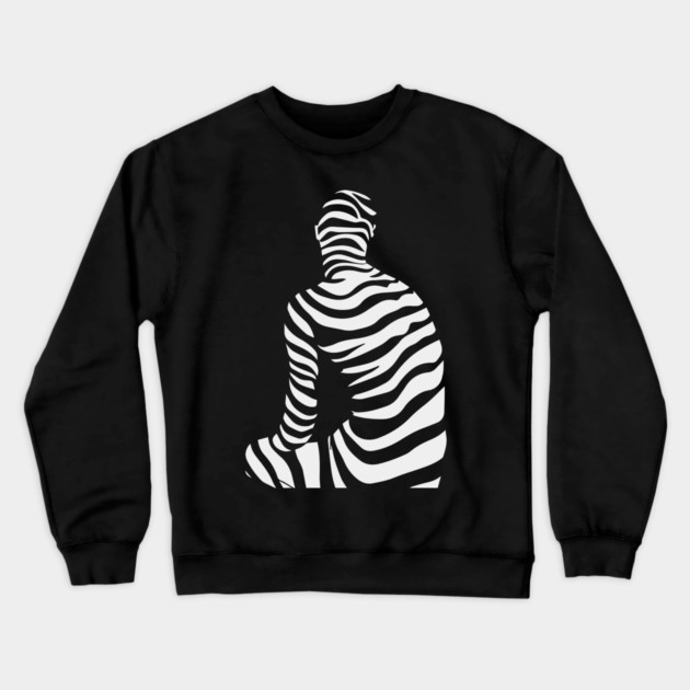 Contemplation - Op Art Thinking Person Figure Crewneck Sweatshirt by TuncGK
