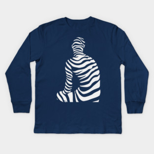 Contemplation - Op Art Thinking Person Figure Kids Long Sleeve T-Shirt