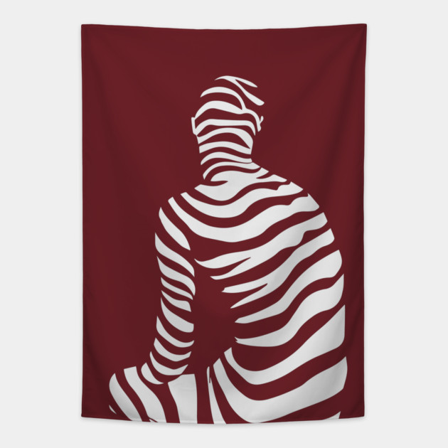 Contemplation - Op Art Thinking Person Figure Tapestry by TuncGK
