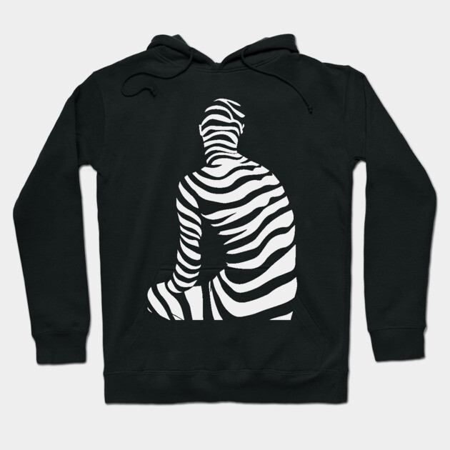 Contemplation - Op Art Thinking Person Figure Hoodie by TuncGK