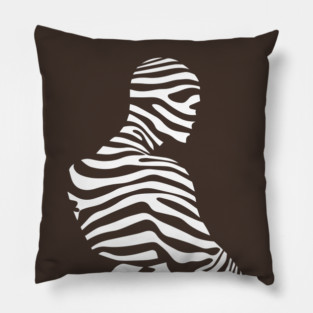 Minimalist Male Portrait in Op Art Style Pillow
