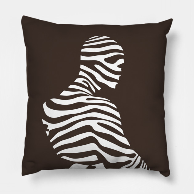 Minimalist Male Portrait in Op Art Style Pillow by TuncGK