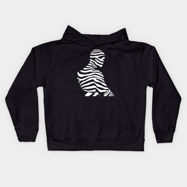 Minimalist Male Portrait in Op Art Style Kids Hoodie by TuncGK