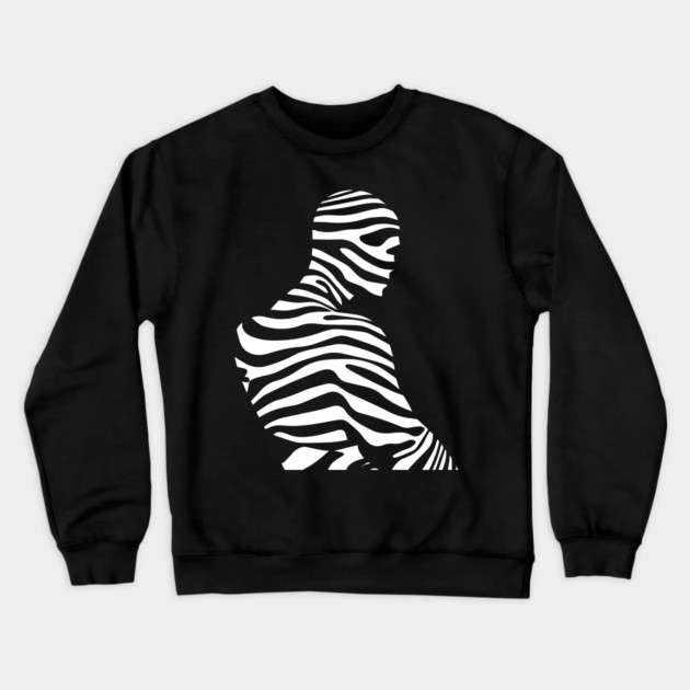 Minimalist Male Portrait in Op Art Style Crewneck Sweatshirt by TuncGK