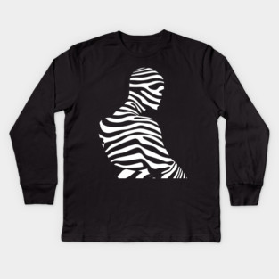 Minimalist Male Portrait in Op Art Style Kids Long Sleeve T-Shirt
