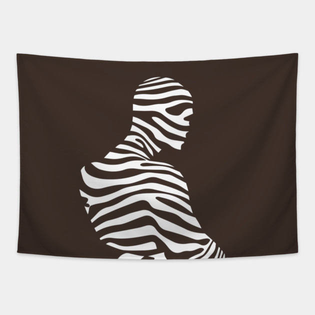 Minimalist Male Portrait in Op Art Style Tapestry by TuncGK