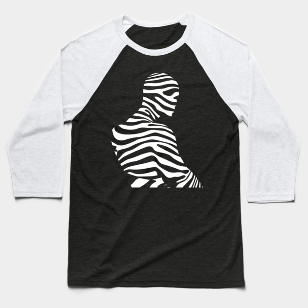 Minimalist Male Portrait in Op Art Style Baseball T-Shirt by TuncGK