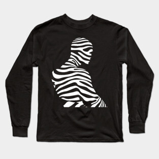 Minimalist Male Portrait in Op Art Style Long Sleeve T-Shirt
