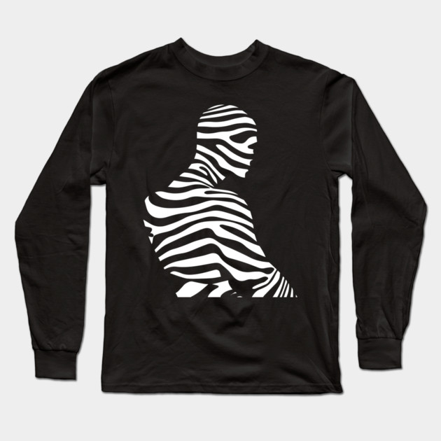 Minimalist Male Portrait in Op Art Style Long Sleeve T-Shirt by TuncGK