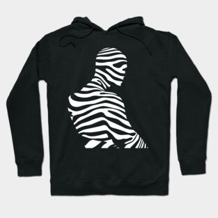 Minimalist Male Portrait in Op Art Style Hoodie