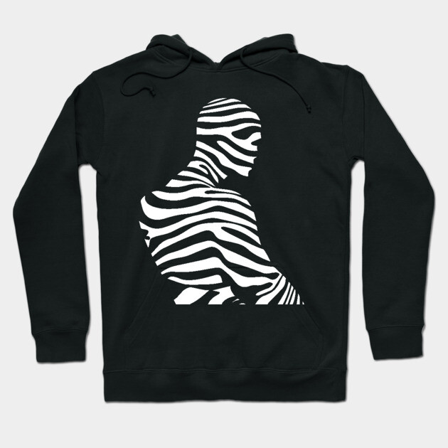 Minimalist Male Portrait in Op Art Style Hoodie by TuncGK