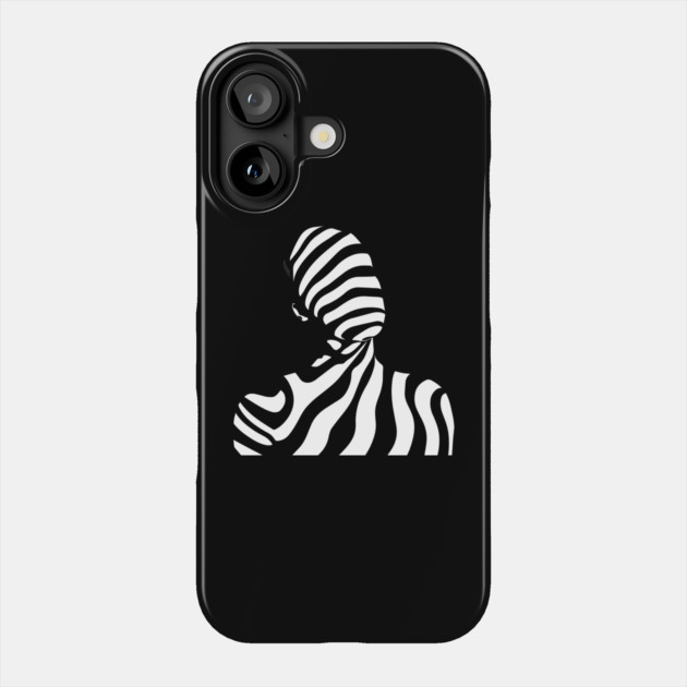 Dynamic Abstract Female Profile in Op Art Geometry Phone Case by TuncGK