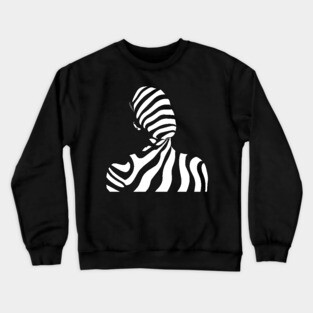 Dynamic Abstract Female Profile in Op Art Geometry Crewneck Sweatshirt