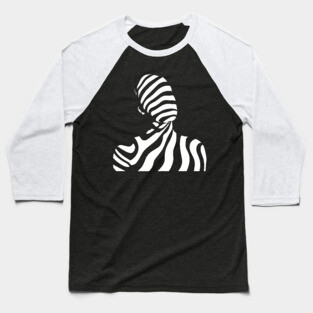 Dynamic Abstract Female Profile in Op Art Geometry Baseball T-Shirt