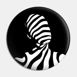 Dynamic Abstract Female Profile in Op Art Geometry Pin
