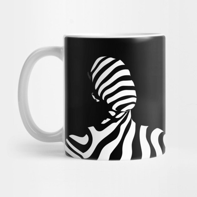 Dynamic Abstract Female Profile in Op Art Geometry by TuncGK