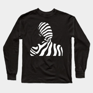 Dynamic Abstract Female Profile in Op Art Geometry Long Sleeve T-Shirt
