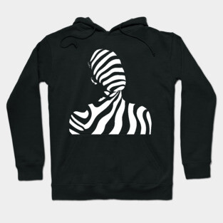 Dynamic Abstract Female Profile in Op Art Geometry Hoodie