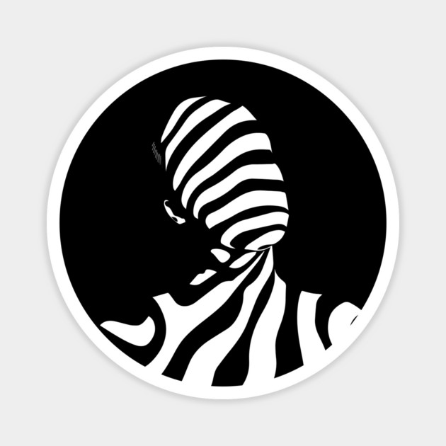 Dynamic Abstract Female Profile in Op Art Geometry Magnet by TuncGK