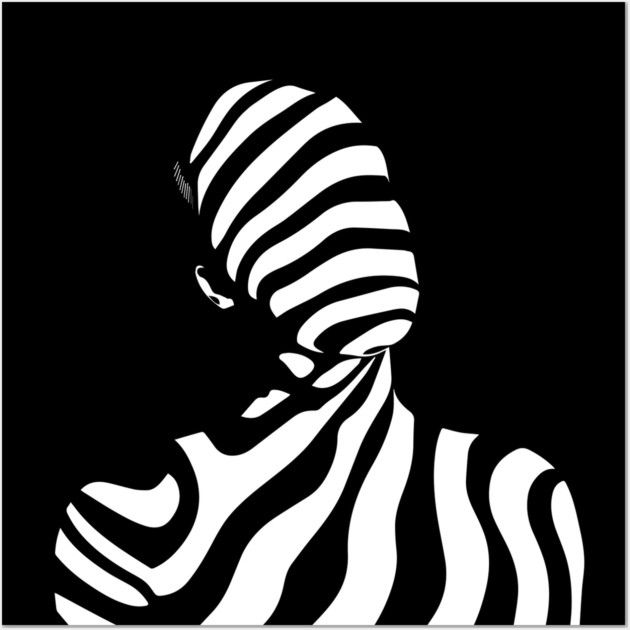 Dynamic Abstract Female Profile in Op Art Geometry Wall Art by TuncGK