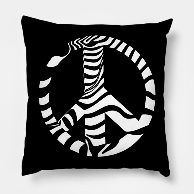 Peace Symbol with Striking Op Art Patterns Pillow by TuncGK