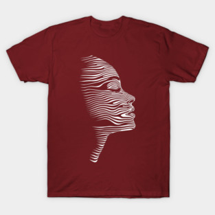 Elegant Female Silhouette Op Art with Flowing Lines T-Shirt