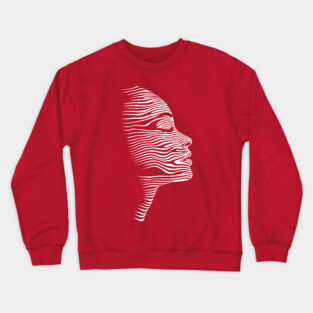 Elegant Female Silhouette Op Art with Flowing Lines Crewneck Sweatshirt