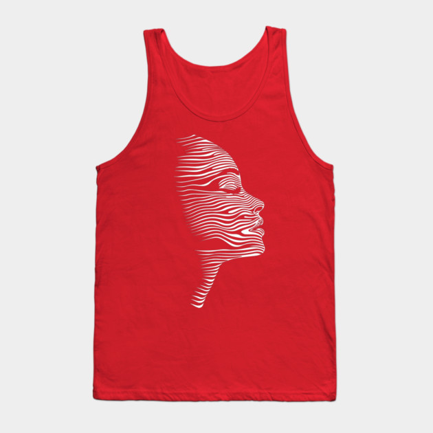 Elegant Female Silhouette Op Art with Flowing Lines Tank Top by TuncGK