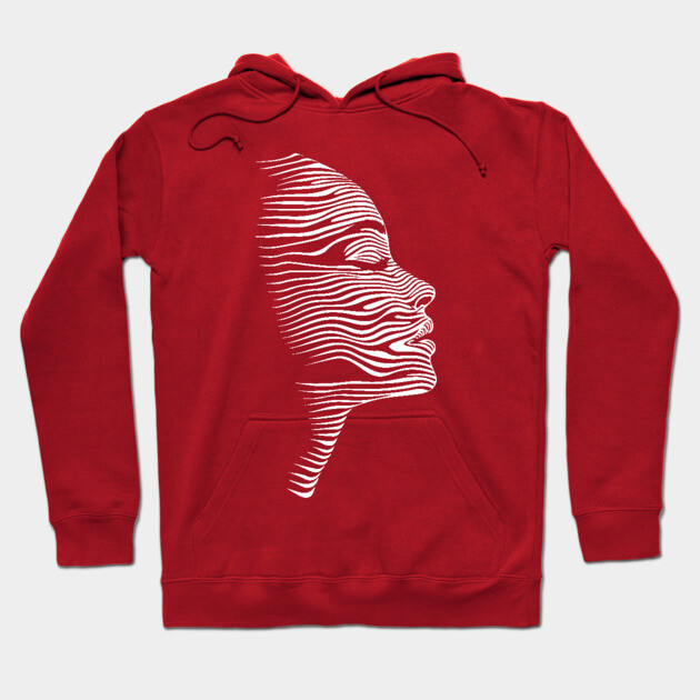 Elegant Female Silhouette Op Art with Flowing Lines Hoodie by TuncGK