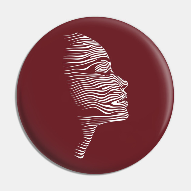 Elegant Female Silhouette Op Art with Flowing Lines Pin by TuncGK
