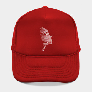 Elegant Female Silhouette Op Art with Flowing Lines Hat