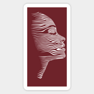 Elegant Female Silhouette Op Art with Flowing Lines Sticker