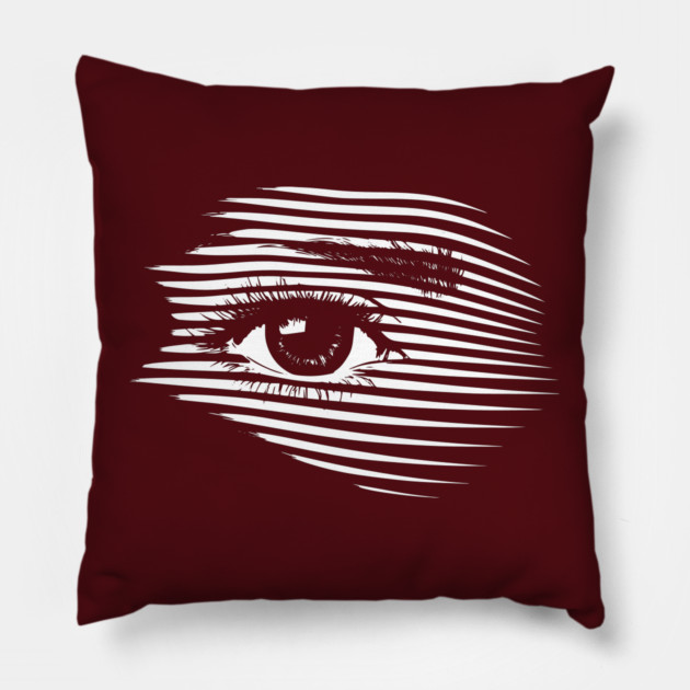 Mesmerizing Eye in Abstract Op Art Geometry Pillow by TuncGK