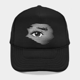 Mesmerizing Eye in Abstract Op Art Geometry Hat