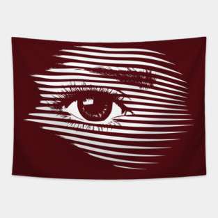 Mesmerizing Eye in Abstract Op Art Geometry Tapestry